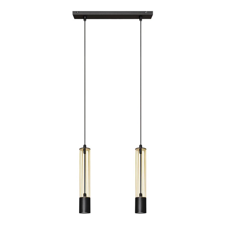LED Candelabro suspenso BARS 2xGU10/4,8W/230V preto/dourado