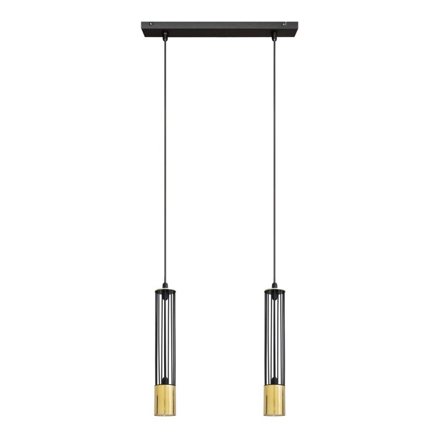 LED Candelabro suspenso BARS 2xGU10/4,8W/230V preto/dourado