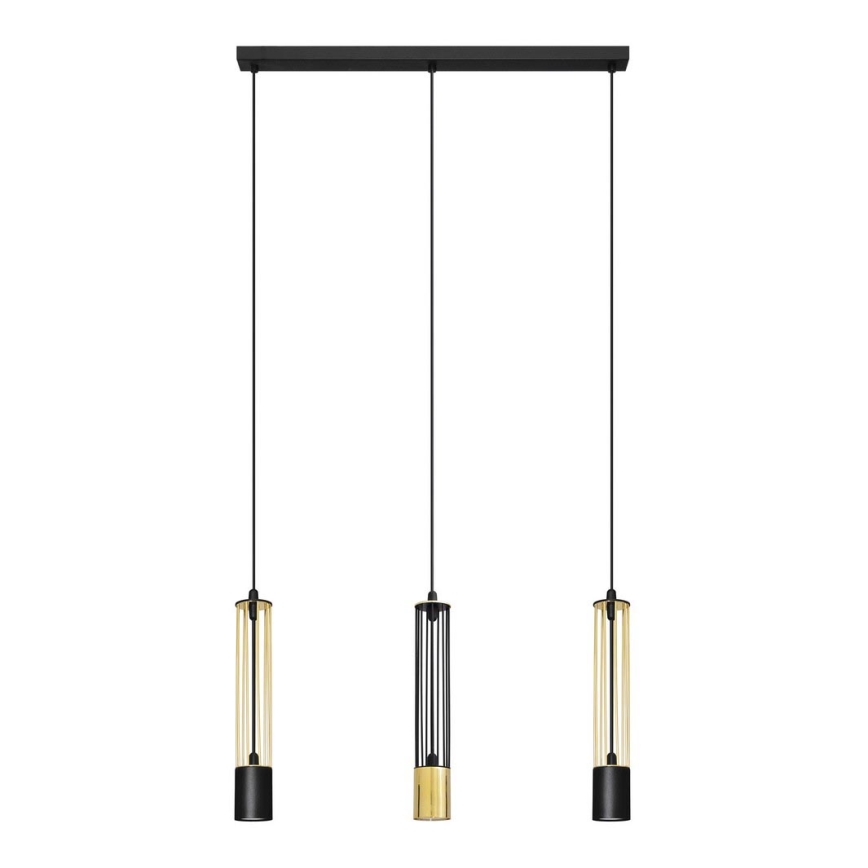 LED Candelabro suspenso BARS 3xGU10/4,8W/230V preto/dourado