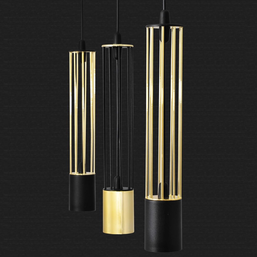 LED Candelabro suspenso BARS 3xGU10/4,8W/230V preto/dourado