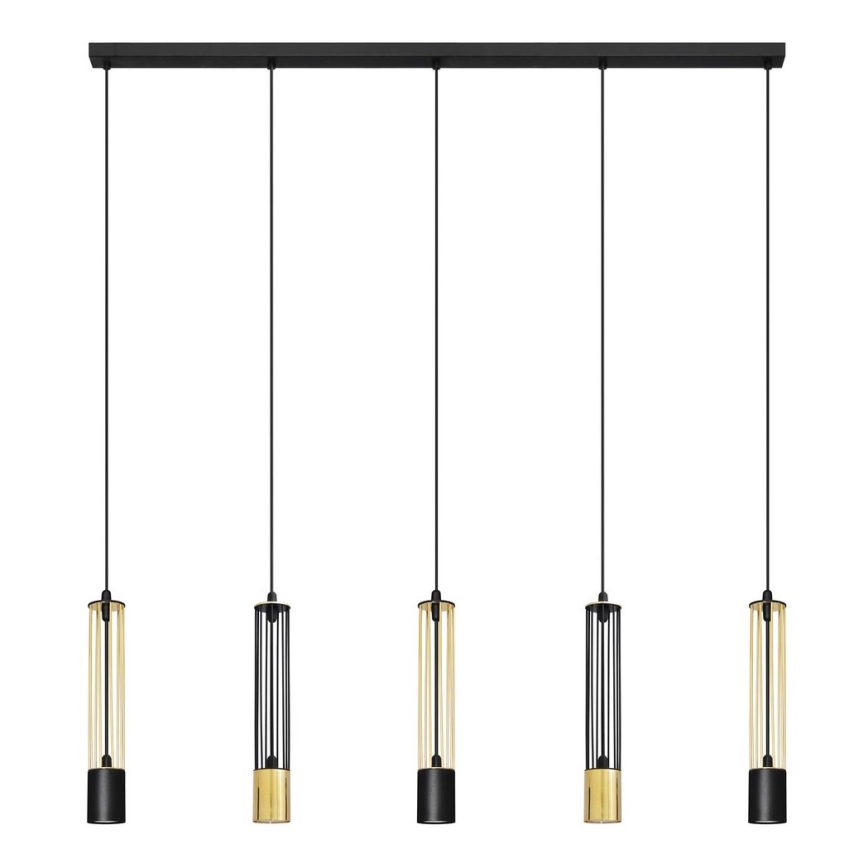 LED Candelabro suspenso BARS 5xGU10/4,8W/230V preto/dourado