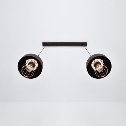 LED Candelabro suspenso LED VOLTA 2xE27/15W/230V preto/dourada