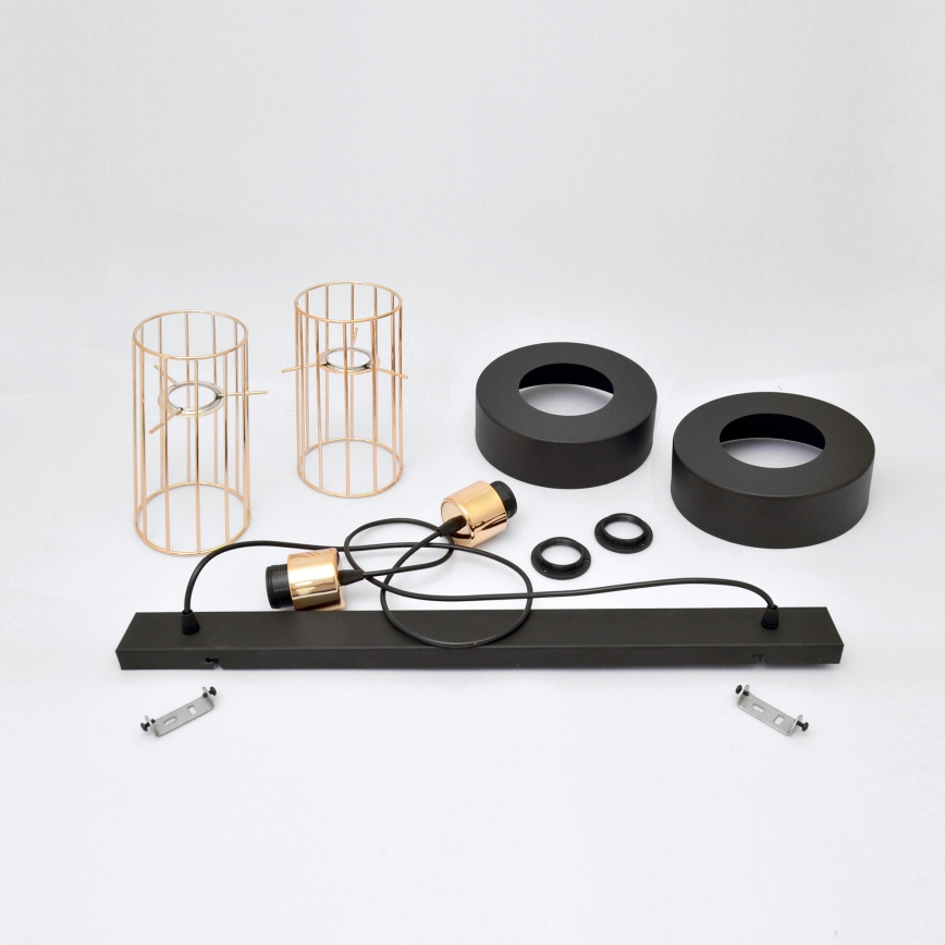 LED Candelabro suspenso LED VOLTA 2xE27/15W/230V preto/dourada