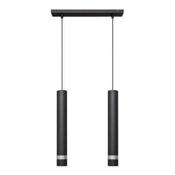 LED Candelabro suspenso TUBA 2xGU10/4,8W/230V preto/cromado mate