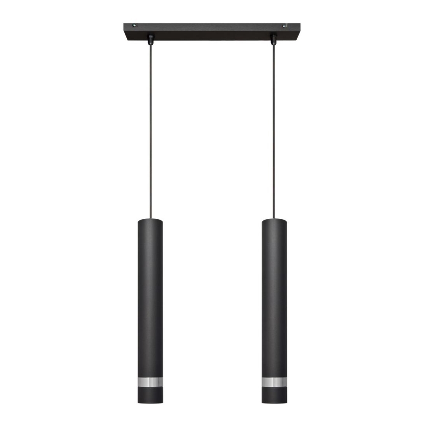 LED Candelabro suspenso TUBA 2xGU10/4,8W/230V preto/cromado mate