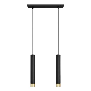 LED Candelabro suspenso TUBA 2xGU10/4,8W/230V preto/dourado