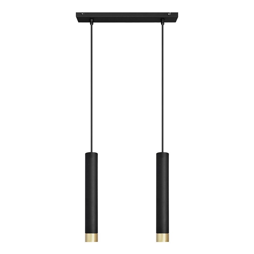 LED Candelabro suspenso TUBA 2xGU10/4,8W/230V preto/dourado