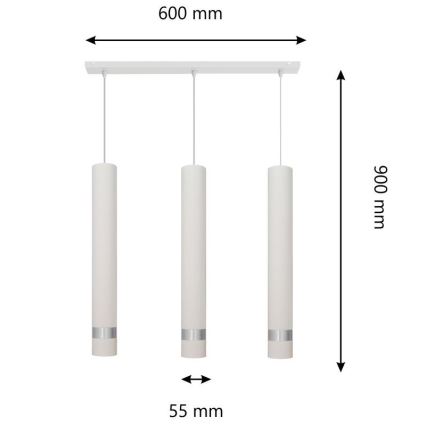 LED Candelabro suspenso TUBA 3xGU10/4,8W/230V branco/cromado mate