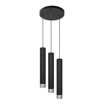 LED Candelabro suspenso TUBA 3xGU10/4,8W/230V preto/cromado mate
