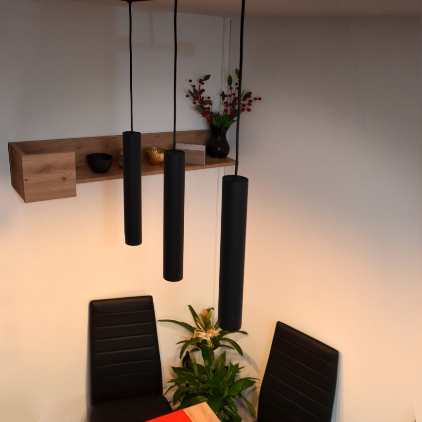LED Candelabro suspenso TUBA 3xGU10/4,8W/230V preto
