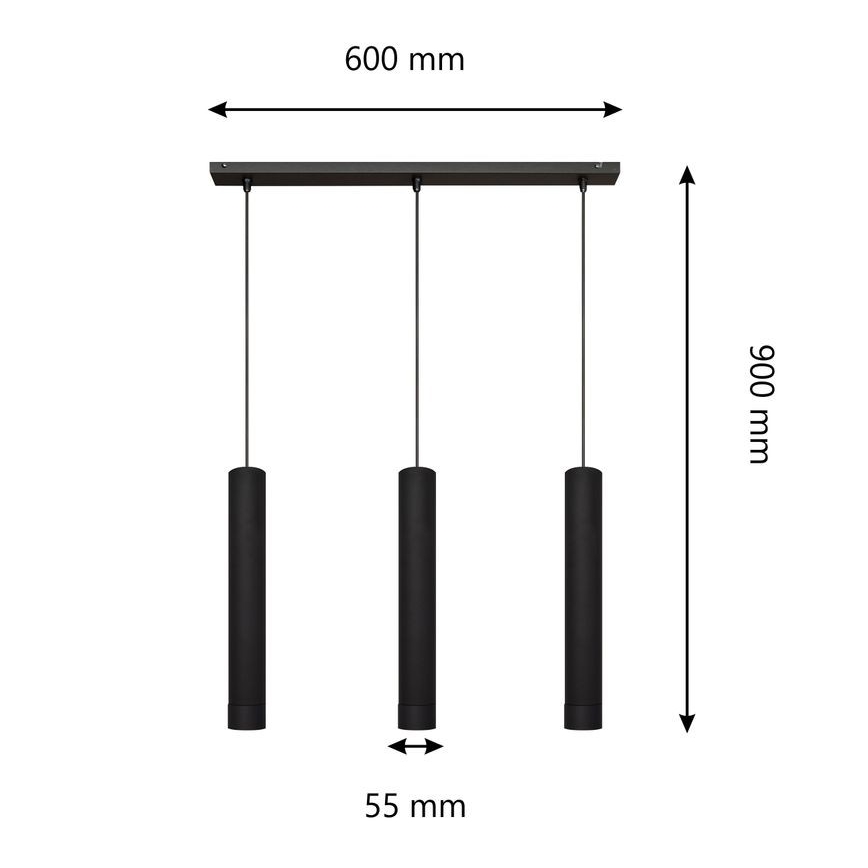 LED Candelabro suspenso TUBA 3xGU10/4,8W/230V preto