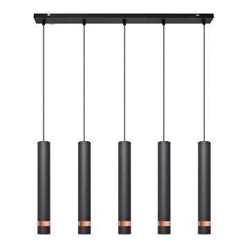 LED Candelabro suspenso TUBA 5xGU10/6,5W/230V preto/cobre
