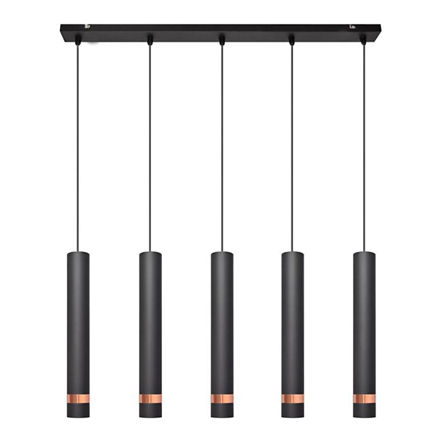 LED Candelabro suspenso TUBA 5xGU10/6,5W/230V preto/cobre