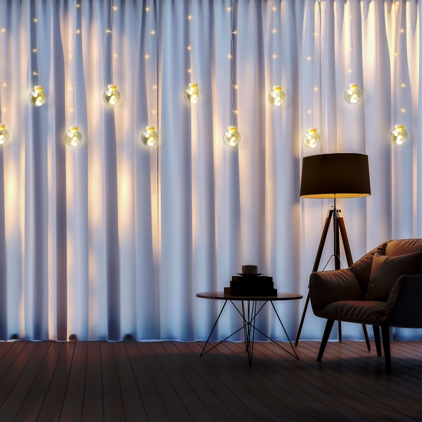 LED Cortina de Natal WISH BALLS 108xLED/8 funções 4,5 m branco quente