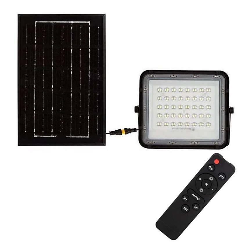 LED Exterior regulação solar holofote LED/6W/3,2V IP65 4000K preto + controlo remoto