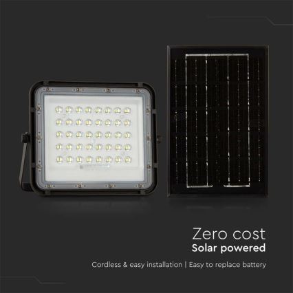 LED Exterior regulação solar holofote LED/6W/3,2V IP65 6400K preto + controlo remoto