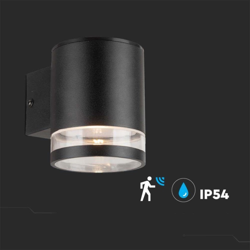 LED Exterior solar iluminação de parede com sensor LED/1W/3,7V 3000K IP54 preto