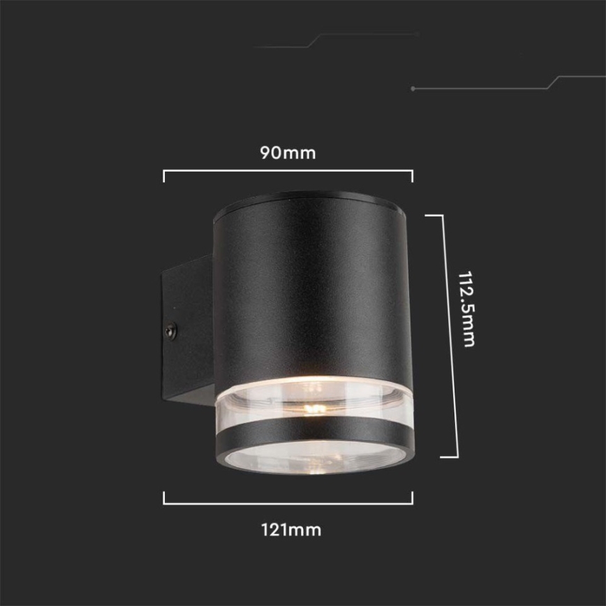 LED Exterior solar iluminação de parede com sensor LED/1W/3,7V 3000K IP54 preto
