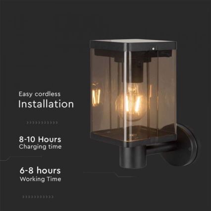 LED Exterior solar iluminação de parede com sensor LED/2,5W/3,7V 3000K IP54