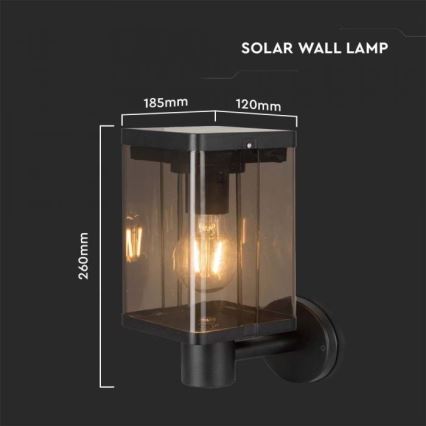 LED Exterior solar iluminação de parede com sensor LED/2,5W/3,7V 3000K IP54