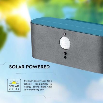 LED Exterior solar iluminação de parede com sensor LED/2,5W/3,7V 3000K IP54
