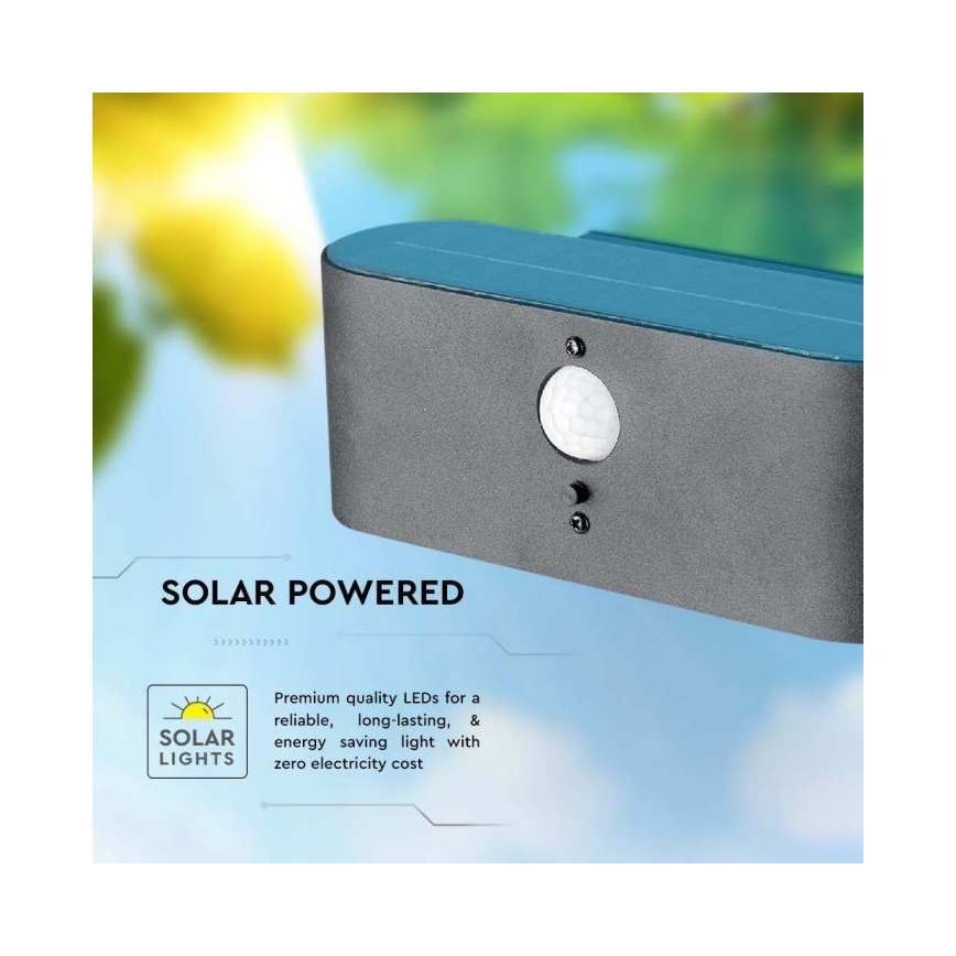 LED Exterior solar iluminação de parede com sensor LED/2,5W/3,7V 3000K IP54