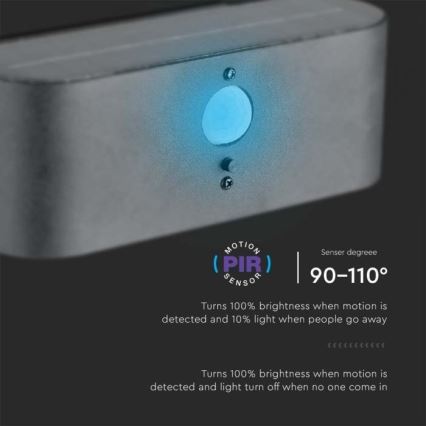 LED Exterior solar iluminação de parede com sensor LED/2,5W/3,7V 3000K IP54
