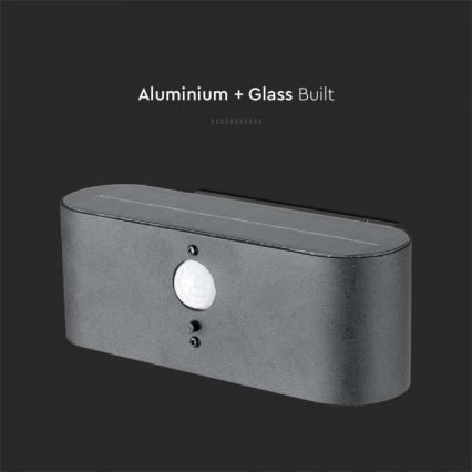 LED Exterior solar iluminação de parede com sensor LED/2,5W/3,7V 3000K IP54