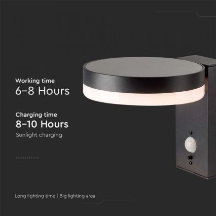 LED Exterior solar iluminação de parede com sensor LED/5,5W/3,7V 3000K IP54
