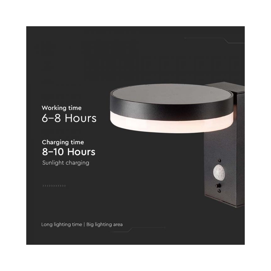 LED Exterior solar iluminação de parede com sensor LED/5,5W/3,7V 3000K IP54