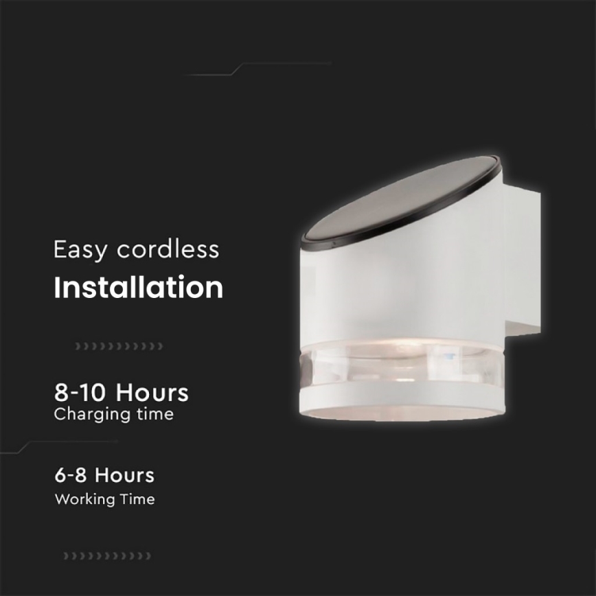 LED Exterior solar iluminação de parede LED/1W/3,7V 3000K IP54 branco
