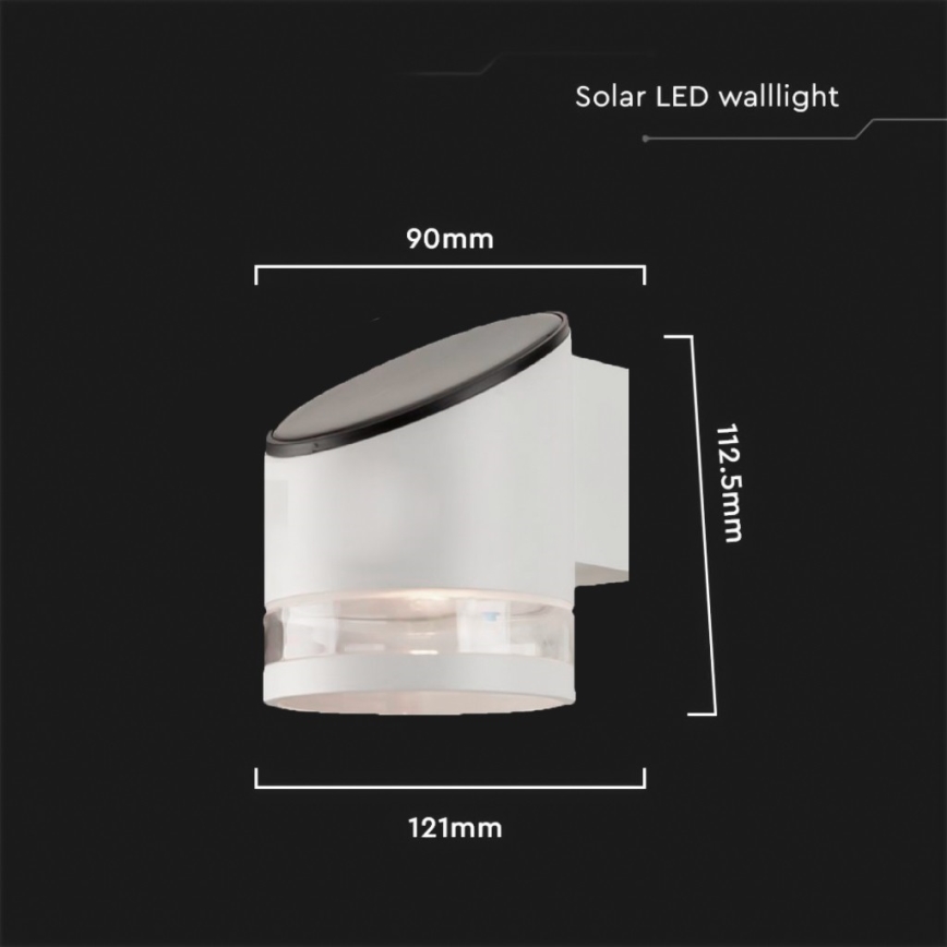 LED Exterior solar iluminação de parede LED/1W/3,7V 3000K IP54 branco