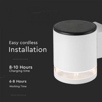 LED Exterior solar iluminação de parede LED/1W/3,7V 3000K IP54 branco