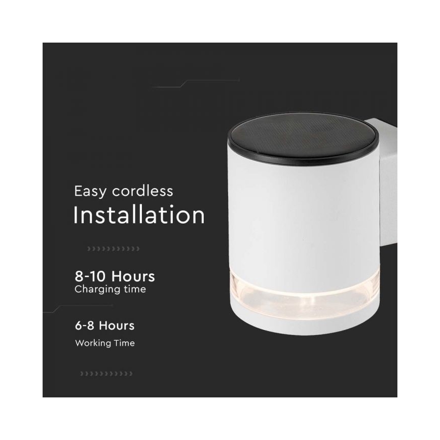 LED Exterior solar iluminação de parede LED/1W/3,7V 3000K IP54 branco
