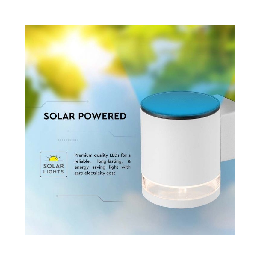 LED Exterior solar iluminação de parede LED/1W/3,7V 3000K IP54 branco
