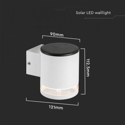 LED Exterior solar iluminação de parede LED/1W/3,7V 3000K IP54 branco