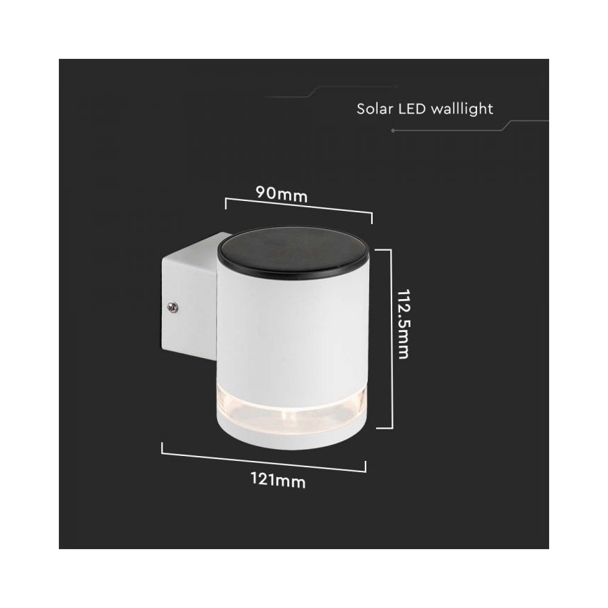 LED Exterior solar iluminação de parede LED/1W/3,7V 3000K IP54 branco