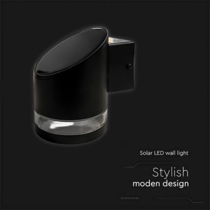 LED Exterior solar iluminação de parede LED/1W/3,7V 3000K IP54 preto