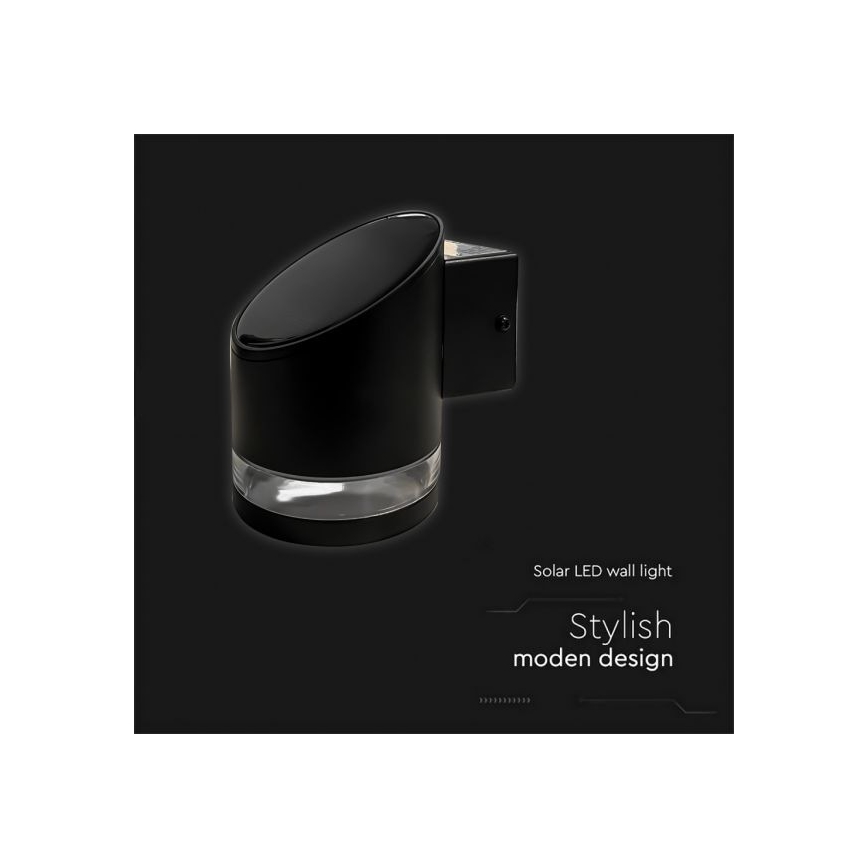 LED Exterior solar iluminação de parede LED/1W/3,7V 3000K IP54 preto
