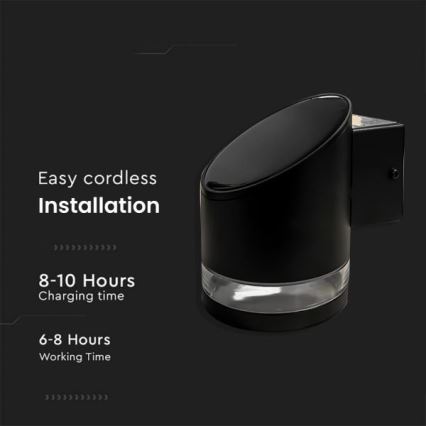 LED Exterior solar iluminação de parede LED/1W/3,7V 3000K IP54 preto