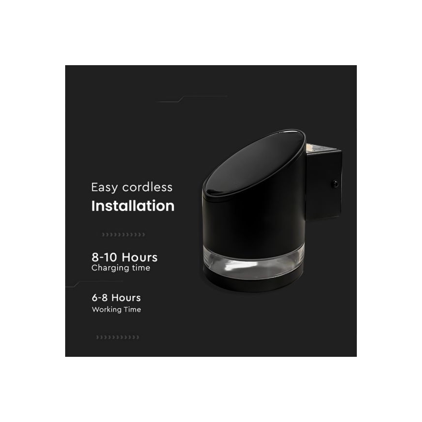 LED Exterior solar iluminação de parede LED/1W/3,7V 3000K IP54 preto