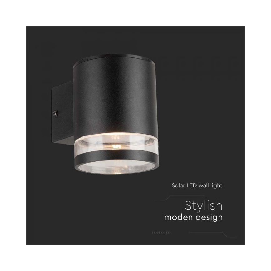 LED Exterior solar iluminação de parede LED/1W/3,7V 3000K IP54 preto