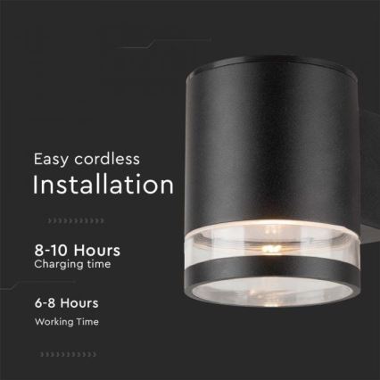 LED Exterior solar iluminação de parede LED/1W/3,7V 3000K IP54 preto