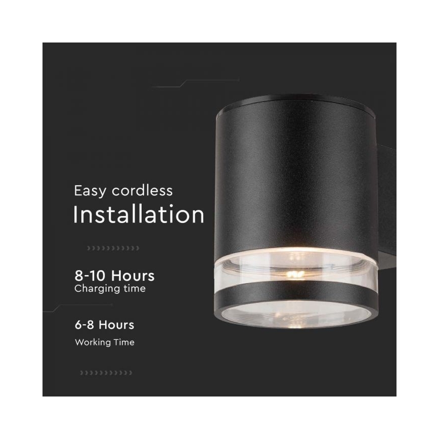 LED Exterior solar iluminação de parede LED/1W/3,7V 3000K IP54 preto