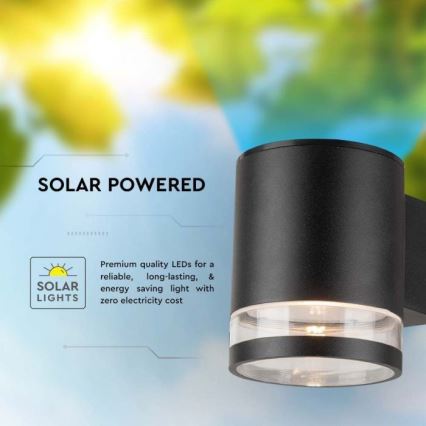 LED Exterior solar iluminação de parede LED/1W/3,7V 3000K IP54 preto