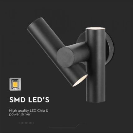LED Exterior wall flexible foco 2xLED/3W/230V 3000K IP44 preto
