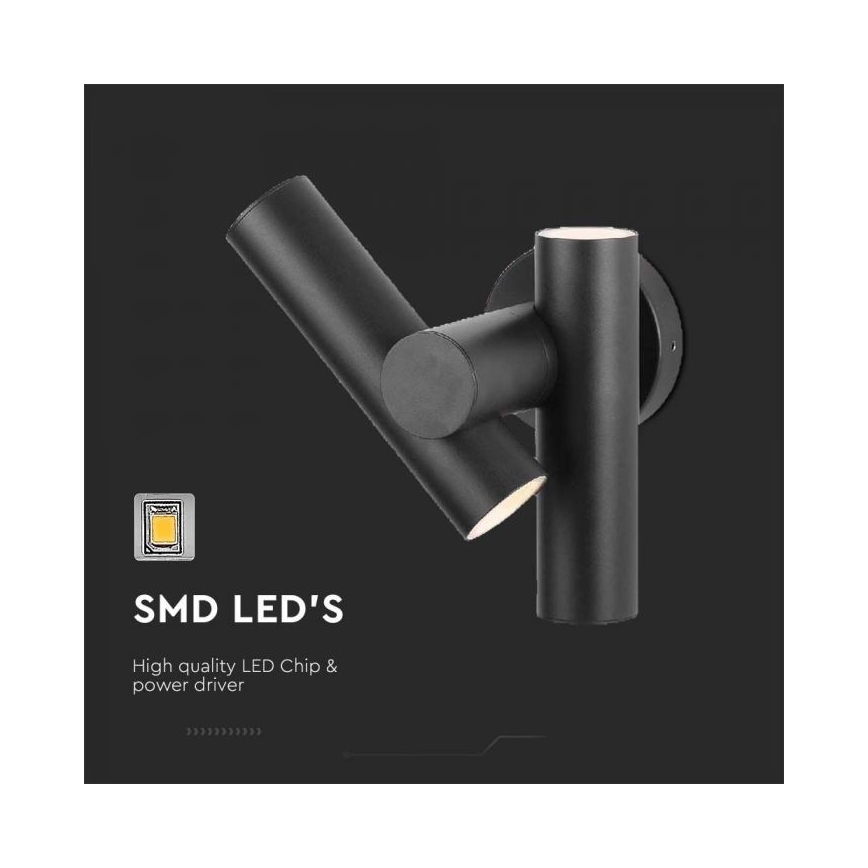 LED Exterior wall flexible foco 2xLED/3W/230V 3000K IP44 preto