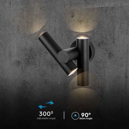 LED Exterior wall flexible foco 2xLED/3W/230V 3000K IP44 preto