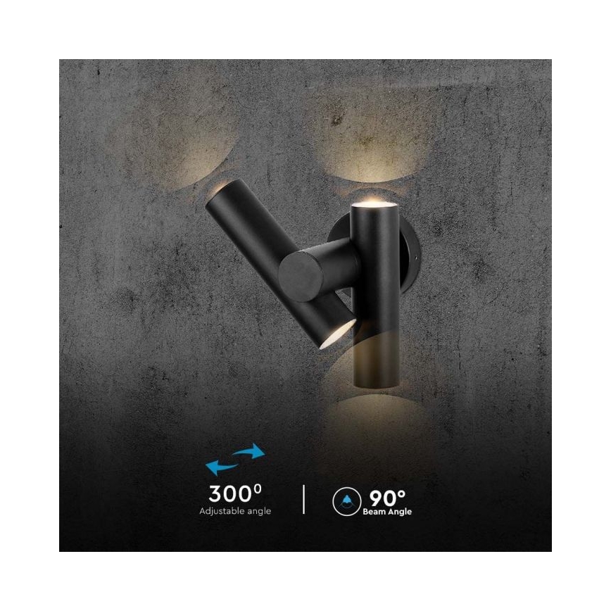 LED Exterior wall flexible foco 2xLED/3W/230V 3000K IP44 preto