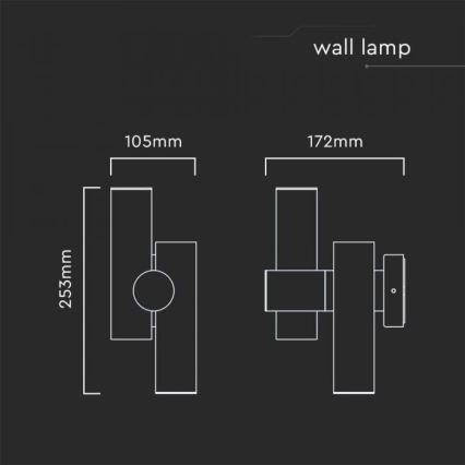 LED Exterior wall flexible foco 2xLED/3W/230V 3000K IP44 preto